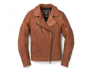 Women's Bezel Biker Collar Leather Jacket Tortoise 97010-22EW