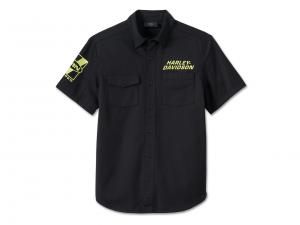 Men's Willie G Skull Short Sleeve Shirt Black 96231-24VM