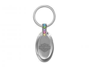 Schlüsselanhänger"Oval Key Holder - Multi color Assorted Crystals" BARHDKCYO14-M