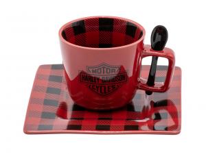 Tassen-Set "H-D HOLIDAY PLAID MUG & SAUCER SET" TRADHDX-98669