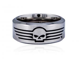 Steel Skull With Lines Band Ring MODHSR0027