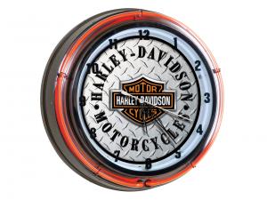 Bar & Shield Diamond Plate Double Neon Clock (220V) TRADHDL-16611B