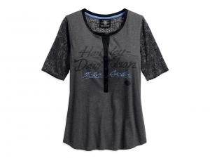 MESH LACE ACCENT HENLEY 96218-18VW