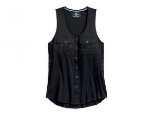 MESH LACE ACCENT WOVEN TANK 96215-18VW