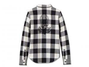 Bluse "Retro Long Sleeve Flannel Plaid Black"_1