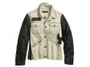 Leather Sleeve Denim Jacket 97464-18VW