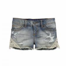 Crocheted Accented Denim Shorts 96021-15VW
