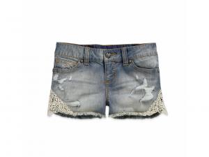 Crocheted Accented Denim Shorts 96021-15VW