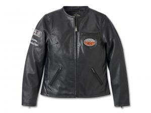 Women's 120th Anniversary Cafe Racer Leather Jacket Black 97052-23VW