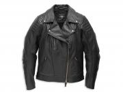 Women's Bezel Biker Collar Leather Jacket Black 97006-22EW