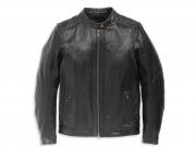 Women's Electra Mandarin Collar Studded Leather Jacket Black 97000-22EW