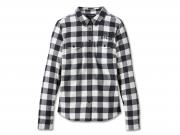 Women's Rustic Long Sleeve Flannel Shirt YD Plaid Black 96158-24VW