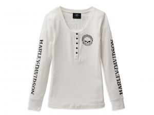 Longsleeve "Skull Snap Front Long Sleeve Henley White" 99100-22VW