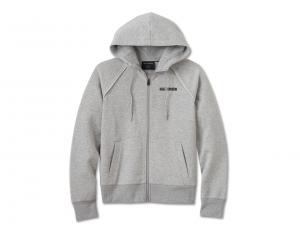Women's Classic Bar & Shield Zip Front Hoodie Grey 96064-25VW