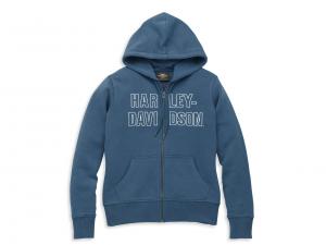 Women's Bar Font Embroidered Hoodie Blue 96085-22VW