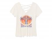 Women's Bling Sunset Ride Short Sleeve Laced Back Tee Cloud Dancer 96630-25VW