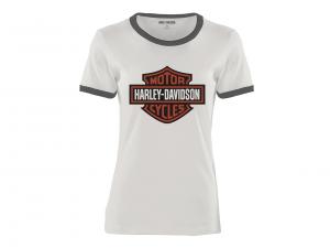 Women's Essential Bar & Shield Ringer Tee - White 96229-23VW