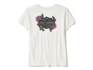 T-Shirt "Rose & Thorn Bling V Neck Tee White"_1