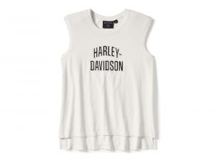 Women's Essential Arched Font Cap Sleeve Tank White 96442-25VW