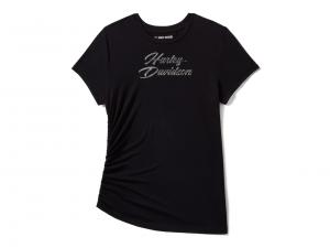 Top "Essential Bling Ruched Short Sleeve Black" 96444-25VW