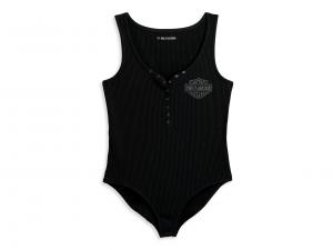 Women's Iron Bond Henley Bodysuit - Black 96214-23VW