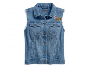 SKULL LIGHTNING DENIM VEST 96249-18VW