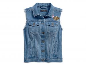 SKULL LIGHTNING DENIM VEST 96249-18VW