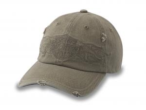 Flying Lap Distressed Stretch-Fit Baseball Hat Green 97616-25VM