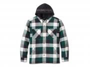 Traveler Hooded Shirt Jacket Plaid Black & Rainforest 96135-25VM