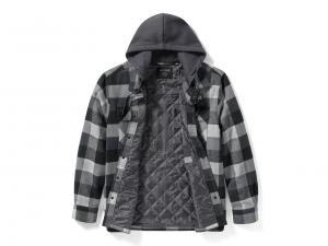 Traveler Hooded Shirt Jacket Plaid Grey 96806-25VM
