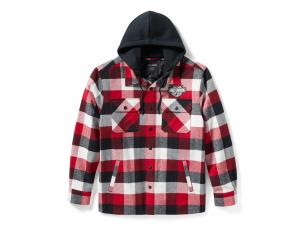 Traveler Hooded Shirt Jacket Plaid Red 96807-25VM