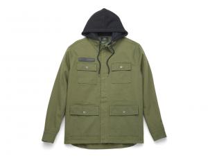 Men's Removable Hood Heavy Twill Shirt Jacket 96004-22VM