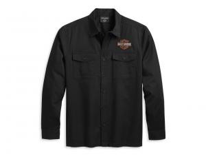 Men's Bar & Shield Long Sleeve Shirt - Black 96131-23VM