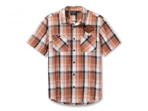 Bar & Shield Plaid Shirt Orange 99257-25VM