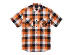 Men's Bar & Shield Wrinkle Resistant Short Sleeve Shirt Orange 96550-24VM