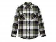 Essence Long Sleeve Flannel Shirt Plaid Black & Green 96030-25VM