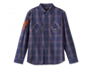 Men's Motorbreath Long Sleeve Shirt Blue Plaid 96875-23VM