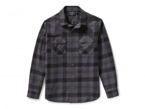 Racer Font Yarn Dyed Plaid Shirt Grey 96803-25VM