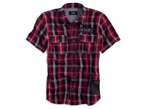 Short Sleeve Plaid Shirt with Patches 99098-13VM