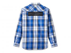 Hemd "Stacked Bar & Shield Long Sleeve Plaid Plaid Blue & White"_1