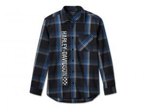 The Bagger Long Sleeve Shirt Black Plaid 96466-24VM