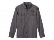 Men's Willie G Skull Long Sleeve Shirt Dark Grey 99057-24VM