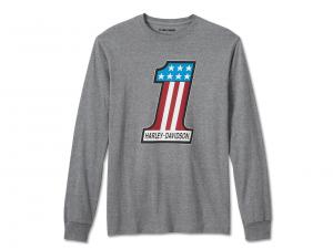 Men's #1 Racing Long Sleeve Tee Grey 99074-24VM