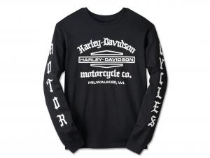 Longsleeve "Old English Stacked Bar & Shield Tee Black" 96019-25VM