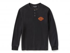 Longsleeve "Racer Font Henley Black" 96798-25VM