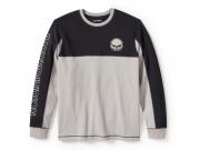 Willie G Skull Colorblock Long Sleeve T-Shirt Colorblock-Design 96372-25VM
