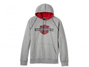 Men's Bar & Shield Contrast Pullover Hoodie Colorblock Grey 96108-25VM