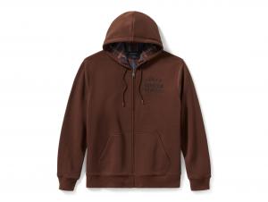 Plaid Lined Zip Hoodie Brown 96784-25VM