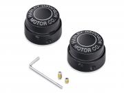 H-D MOTOR CO. LOGO FRONT AXLE NUT COVERS -<br />GLOSS BLACK 43000177