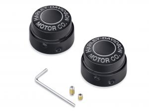 H-D MOTOR CO. LOGO FRONT AXLE NUT COVERS -<br />GLOSS BLACK 43000177